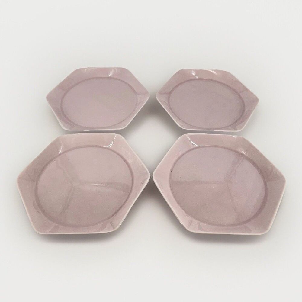 Set of 4 IKEA Hexagon Salad Plates Ballet Pink 9.5” Ceramic Retired EUC